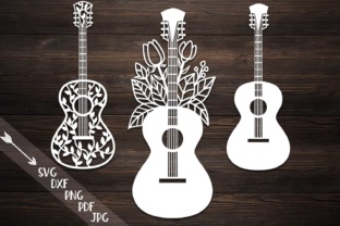 Guitar with Flowers Design