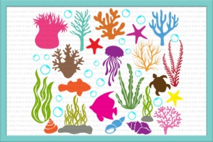 Under the Sea, Coral, Bubbles, Ocean Life, Sea Animals, Clipart, Seashells, Jellyfish, Algae, Paper Cut Template